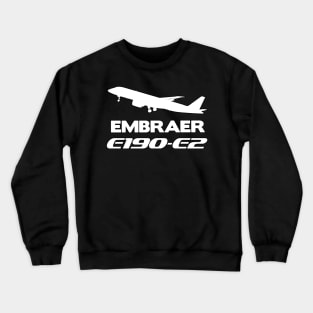 Embraer E190-E2 Silhouette Print (White) Crewneck Sweatshirt